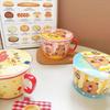 Cartoon Instant Noodle Bowl with Lid and Drain, Large Capacity, Cute Lunch Box for Students