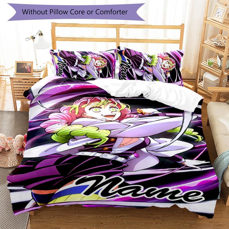 3pcs Demon Slayer5 Cover Set - Personalized Name, HD Printed Bedding with 1 Cover and 2 Pillowcases - Perfect for Home Decor, Easy Care