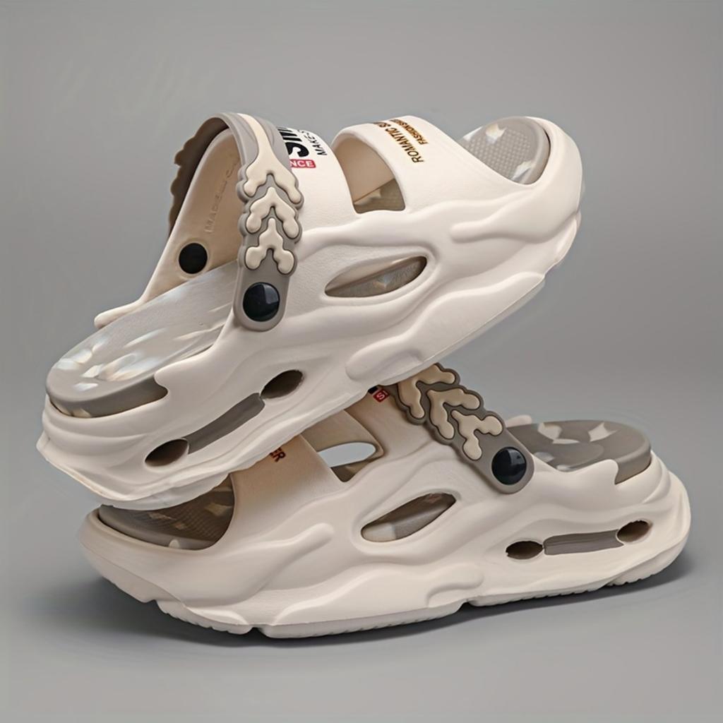 Men's and Women's EVA Sports Sandals&Slippers - Non Slip Casual Letter Printed Round Head Design - Lightweight and Breathable Couple Beach Shoes