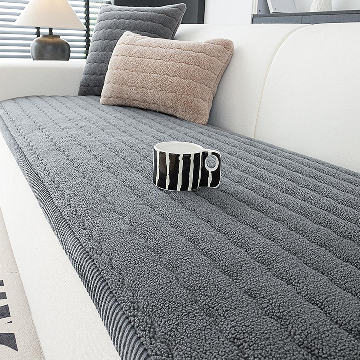 

New Autumn and Winter Thick Sofa Cover Fabric Anti Slip and Dirt Resistant Sofa Cushion Thick Warm Wear-resistant and Durable 70x70cm сірий
