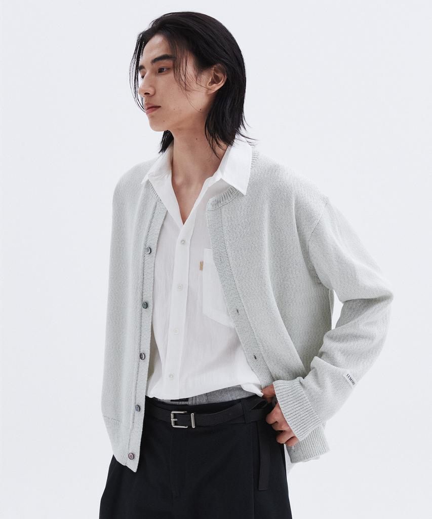 Leumadeu Stand Round Cardigan - Light Grey