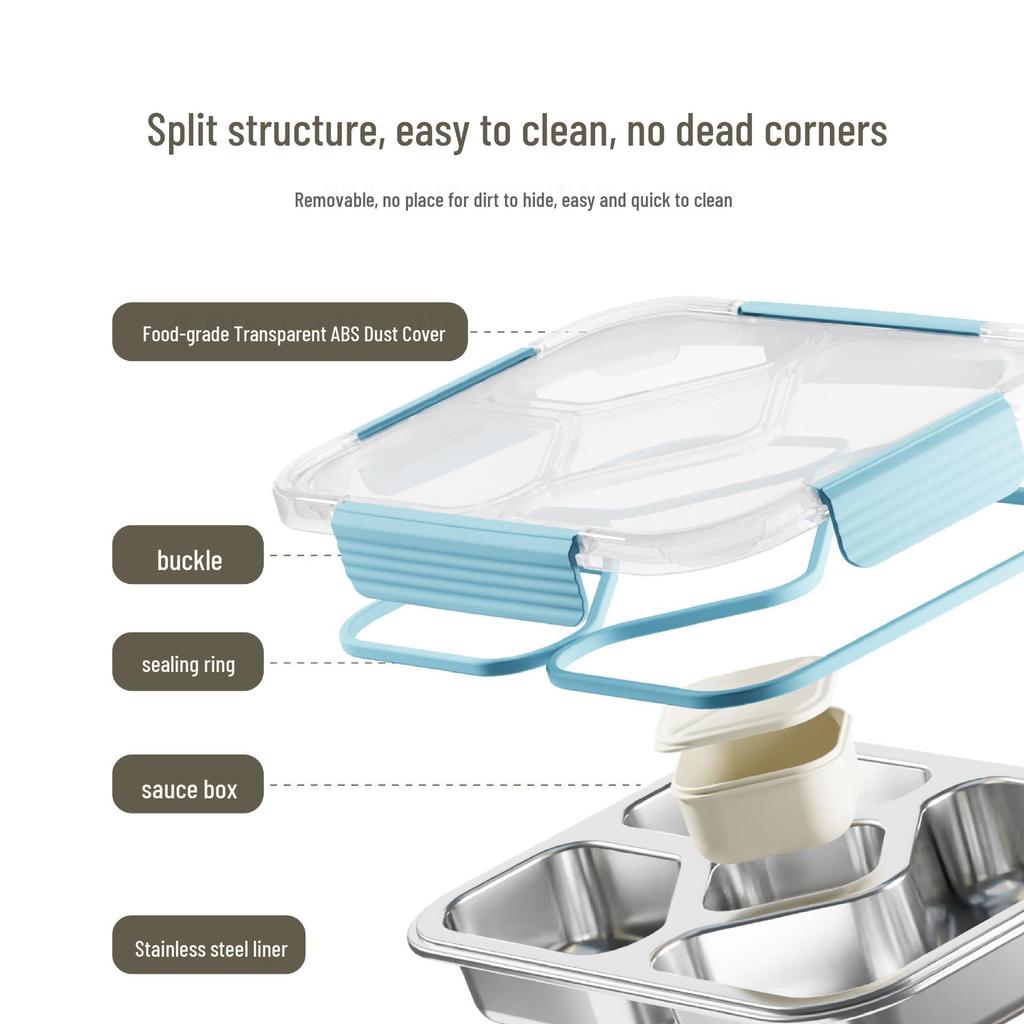 304 Stainless Steel Leak-Proof Microwave Safe Lunch Box for Students & Office Workers