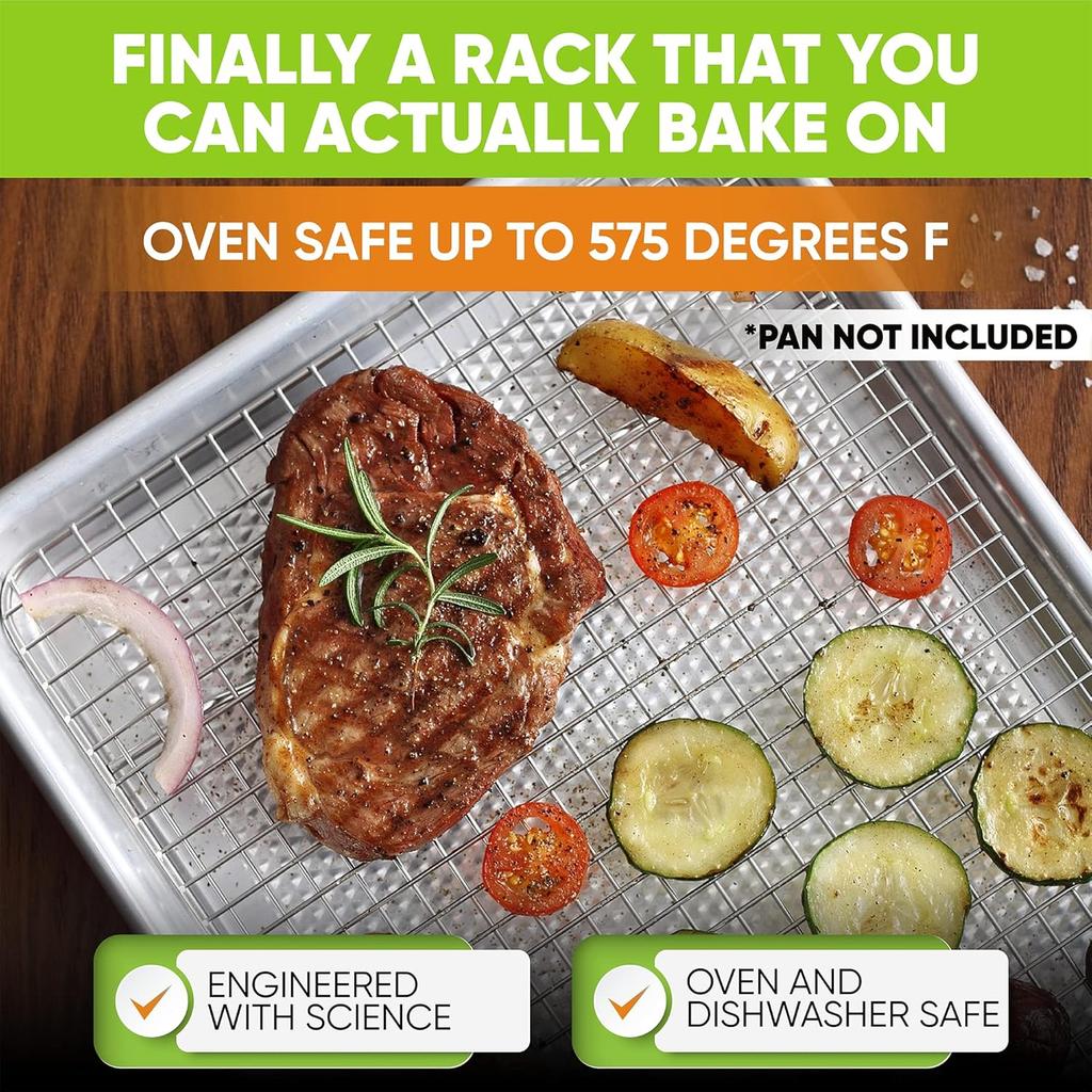 Spring Chef 10 x 15 Inch Stainless Steel Cooling Rack for Cooking & Baking - Heavy Duty Cookie Cooling Rack for Kitchen - Oven Safe - Fits Jelly Roll