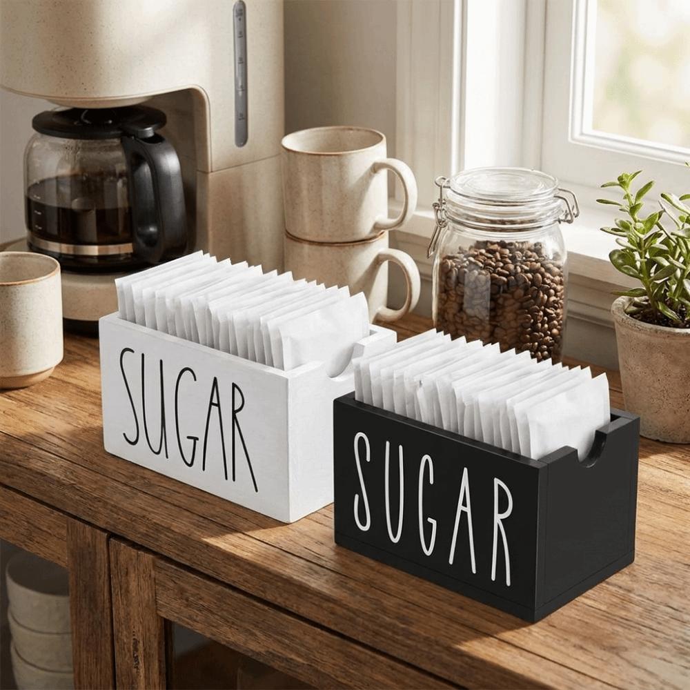 Compact Sugar Packet Container Rustic Style Sugar Bag Storage Holder for Home Desk