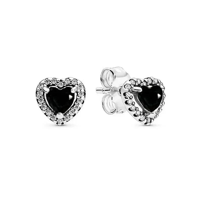 925 Sterling Silver Various Colors Classic Shiny Heart-shaped Earrings Exquisite Light Luxury Charm Jewelry 2025