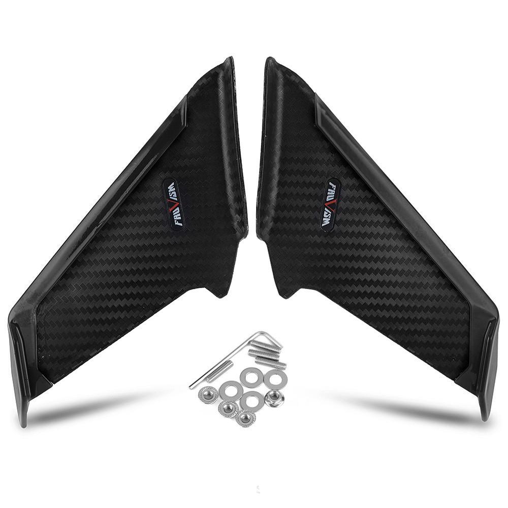 2x Carbon Fiber Look Motorcycle Front Fairing Side Winglet Wind Fin Spoiler Trim