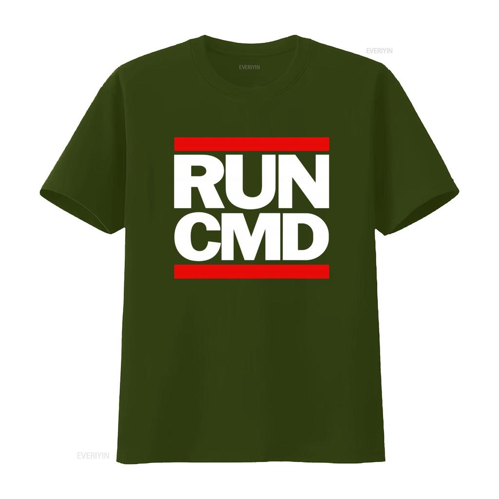 Run Cmd T Shirt for Computer Geeks Mens Funny vintage Washed Top For Everyday Wear graphic Stretched Casual Versatile Stylish