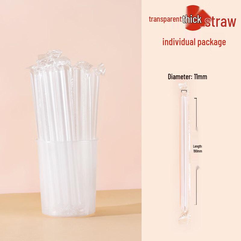 Handun Individually Wrapped Transparent Disposable Milk Tea Straws