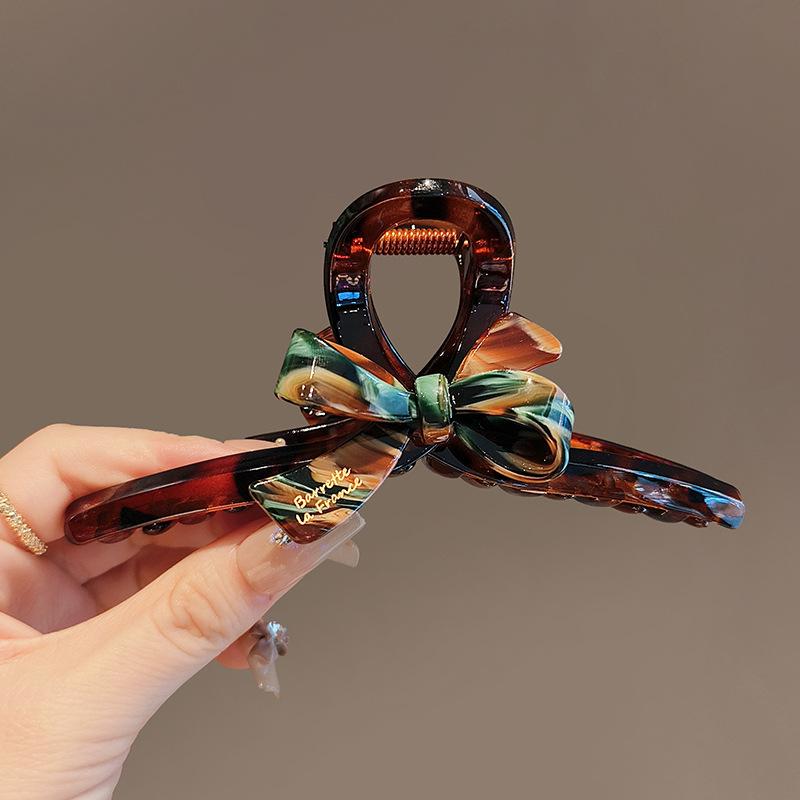 1pc Enamel Oil Painting Bow Shark Clip Temperament High-end Back of the Head Disc Hair Hair Clip Acrylic Clip Clip