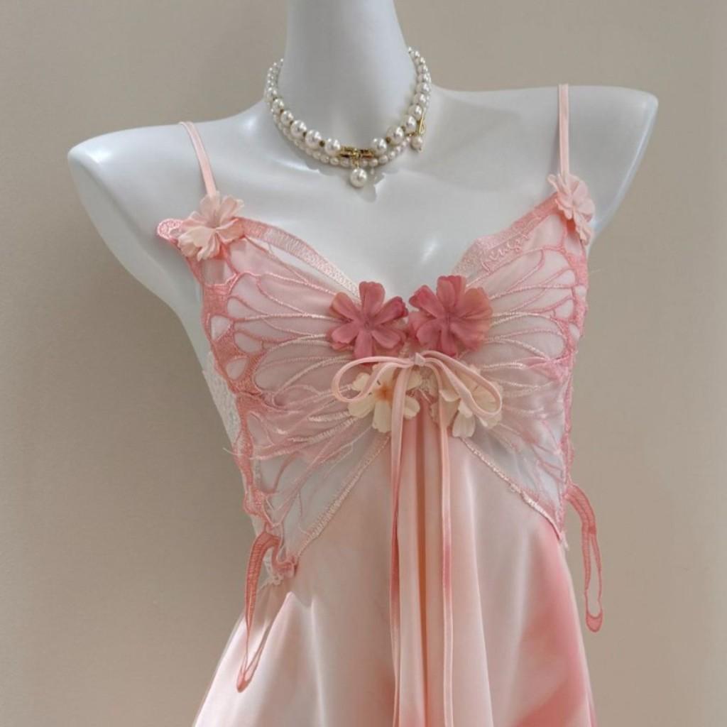 Ice Silk Sleeveless Sleep Dress For Women With Vneck And Floral Pattern For Home Comfort