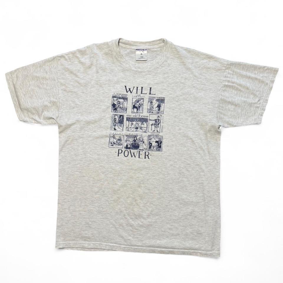 Vintage 90s William Shakespeare Will Power Graphic Poetry Book Quote Art T-shirt XXXL