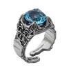 Artemis Classic Poseidon Silver Ring Silver Accessories for Men and Brand Silver 925 Silver Ring with Blue Topaz Ring, ACR0292, Women, Jewelry, Ring,