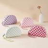 with Hand Strap Checkered Pattern Cosmetic Bag Waterproof Toiletry Bag Makeup Organizer  Travel