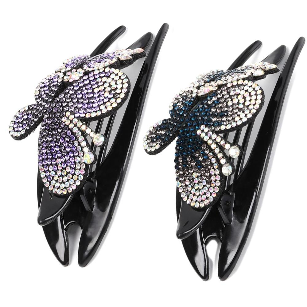 

2 шт. гибкая шпилька «ласточкин хвост» в форме бабочки и цветка со стразами, инструменты для укладки, заколка, заколки для волос