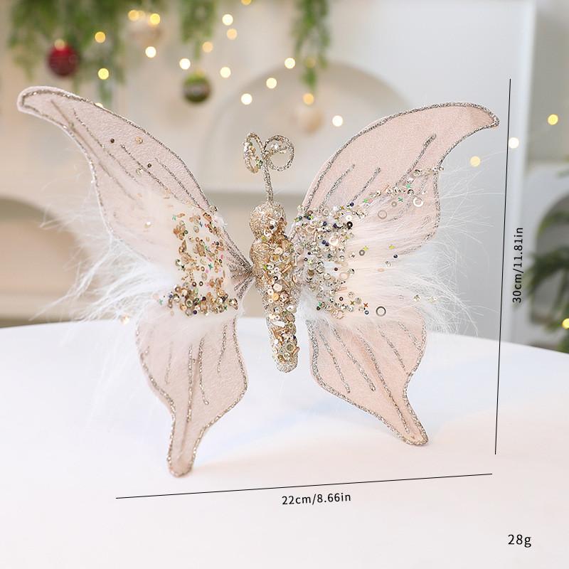 Celebration Christmas Butterfly Decor Props With Soft Fabric Accessories Party