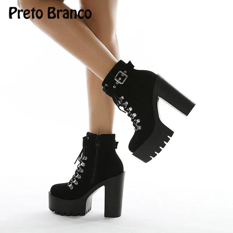 Obcasy 13cm 2024 Europejskie i Amerykańskie Klamra Pasek Krótkie Buty Sceniczne Nowe Seksowne Buty do Występów LHX