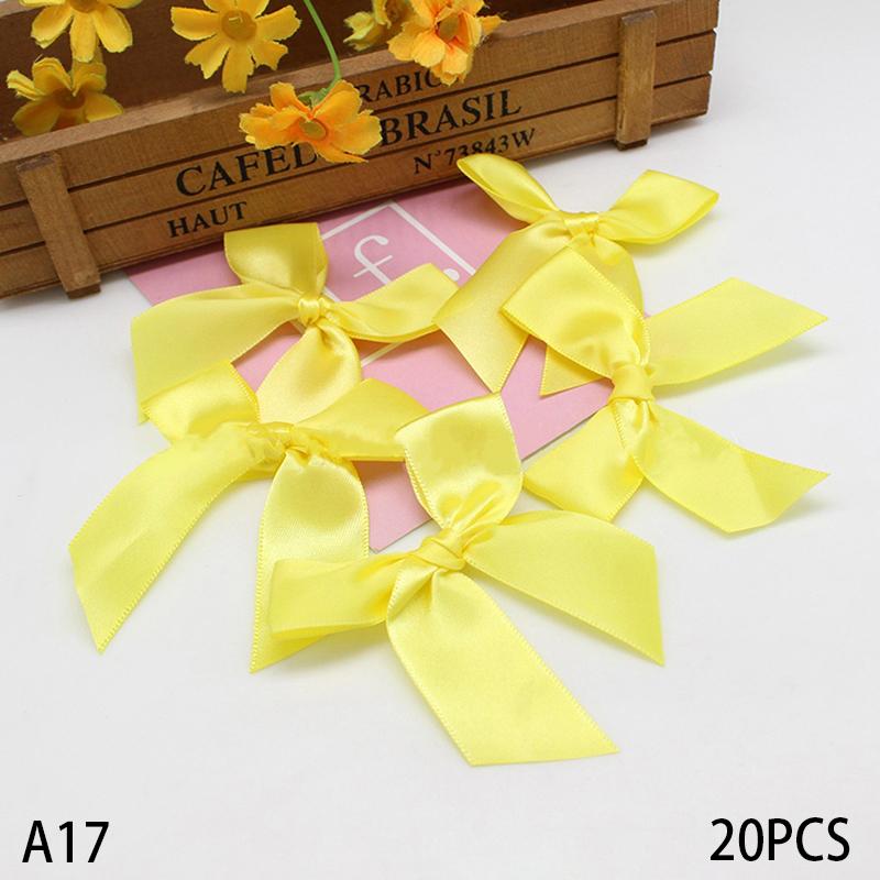20Pcs 85*85Mm Pink Satin Ribbon Bows Decoration Bows Small Bowknot Gift Flower Wedding Bow For Craft Handwork Diy