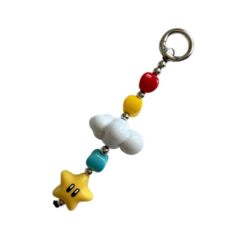 White Cloud Charm Star Bead Keychain & Mobile Phone Accessory