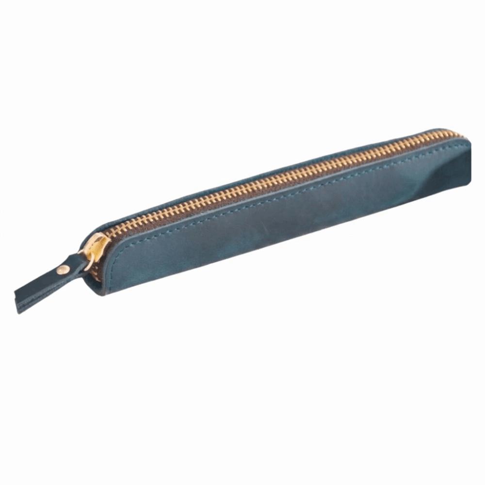 

Zipper Pen Bag Cowhide Leather Electronic Writing Pen Protective Tablet Pen Holder Organizer синий