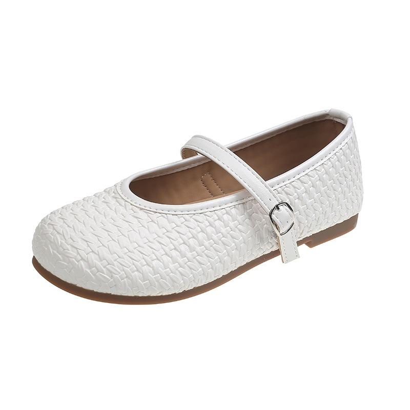 Spring and Autumn New One-word Belt Mary Jane Single Shoes Women's Shallow Mouth Ballet Shoes Flat White Small Leather Shoes