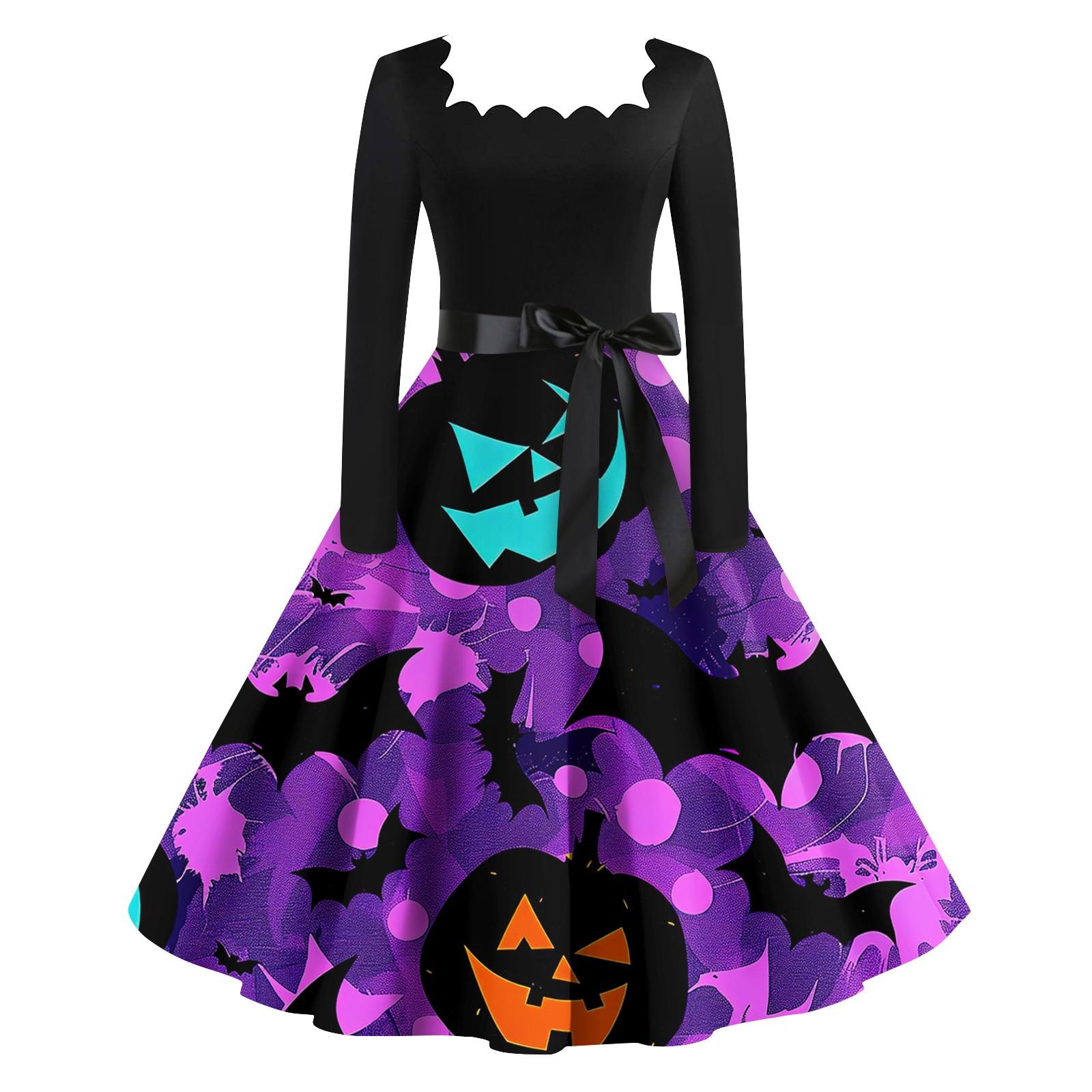 

Женское повседневное модное платье в стиле ретро с квадратным вырезом и длинными рукавами XL фиолетовый