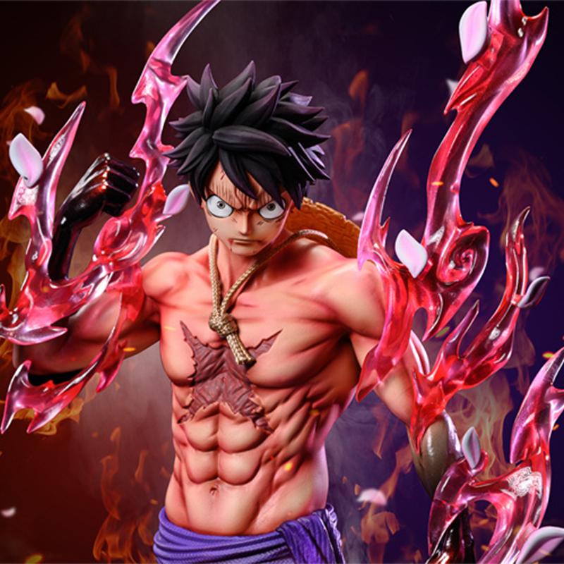 One Piece Figures Busoshoku Haki Emission Monkey D Luffy Action Figure Anime Collection 32cm Gear Second Luffy Statue Model Toys