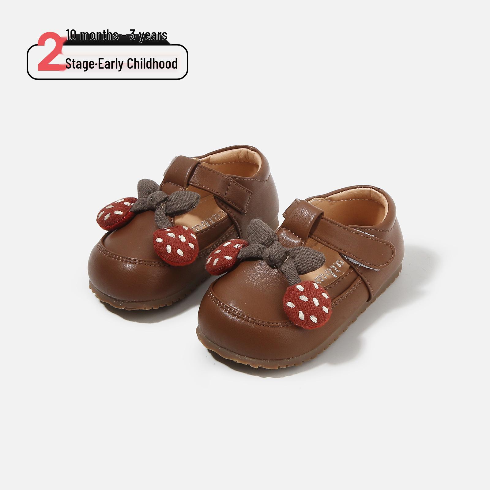 Spring 2026 Korean-Style Baby Walker Shoes - Cute, Non-Slip, Soft-Sole Leather Princess Shoes Size 20 / Insole 14.5cm