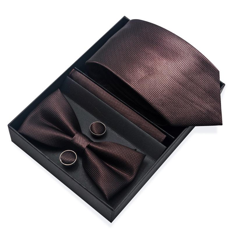Set de 6 piezas, Corbata de Vestir de Negocios 8 cm Corbata para Hombre Set de Pajarita Caja de Regalo.