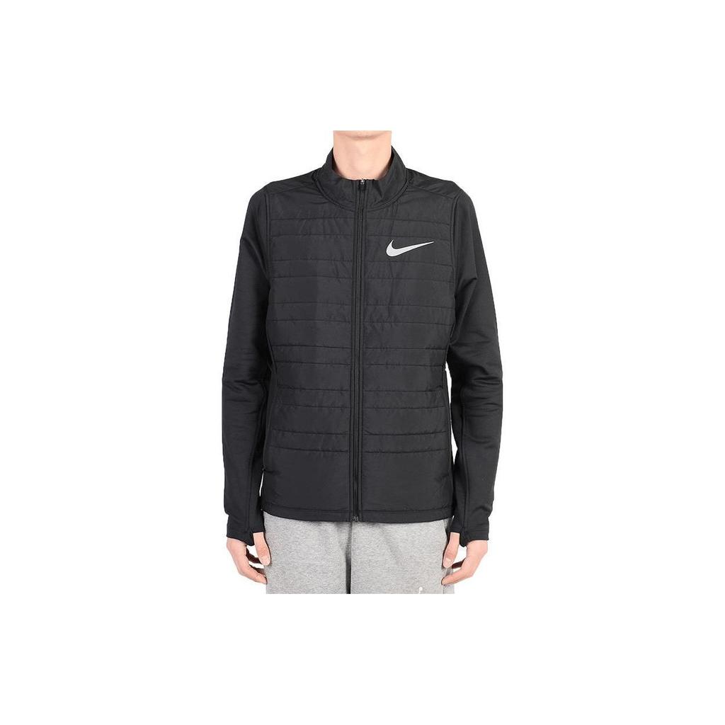 Nike Solid Color Logo Stand Collar Zipper Long Sleeve Cotton Jacket Men Jackets Black AQ4878-010