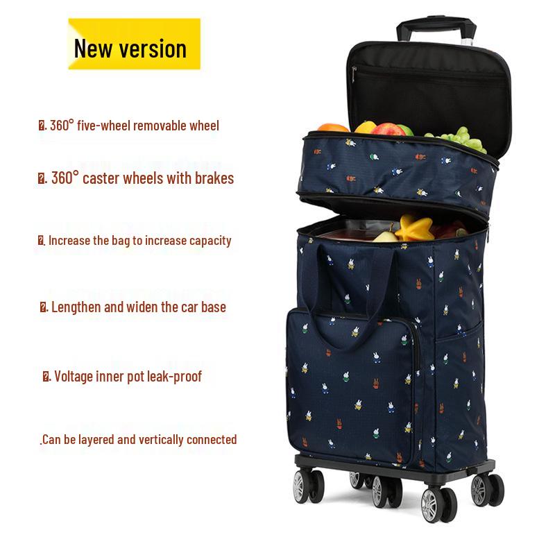 Carrello della spesa pieghevole leggero con manico telescopico e ruote universali per generi alimentari e campeggio