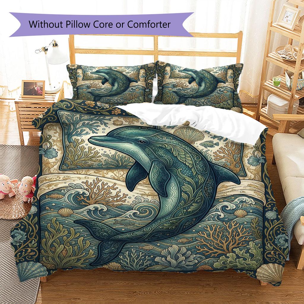 Sleeping fish Pattern Bedding Quilt Set Quilt Cover Pillowcase Home Decoration Birthday Gift (1 * duvet cover + 2 * pillowcase, without core)