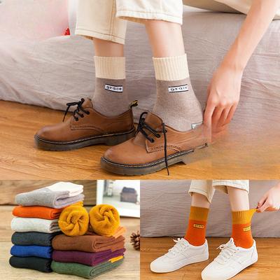 Damen Herbst- und Winter-Fleece und Verdickte Warme Schlaufen-Mittelwadensocken