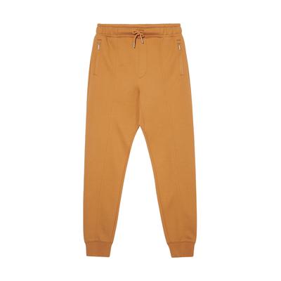 Jednobarevné prodyšné strečové pletené sportovní kalhoty se stahovací šňůrkou Unisex spodní díl Žlutá 534671-75