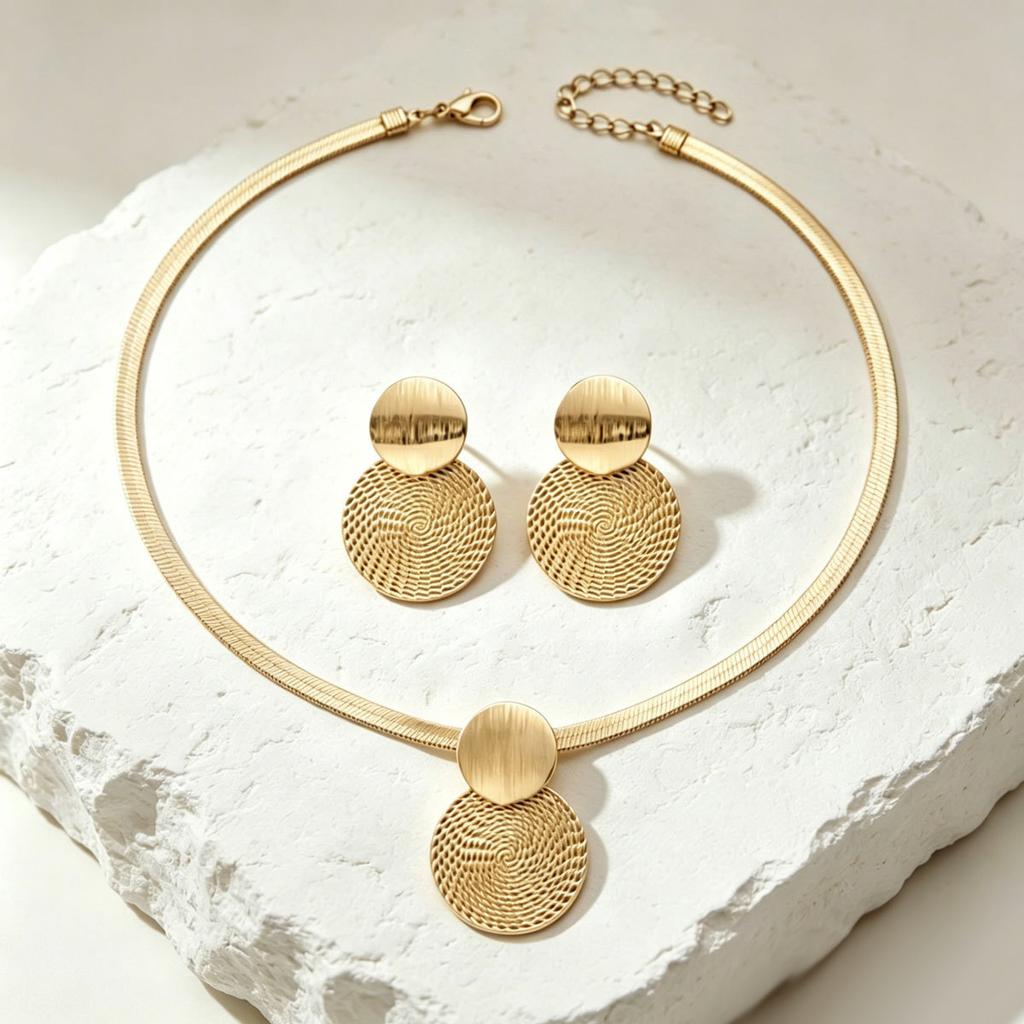 European and American Jewelry, Unique Metal Circular Spiral Pendant Design Earrings, Versatile Long Necklace, Niche Accessories