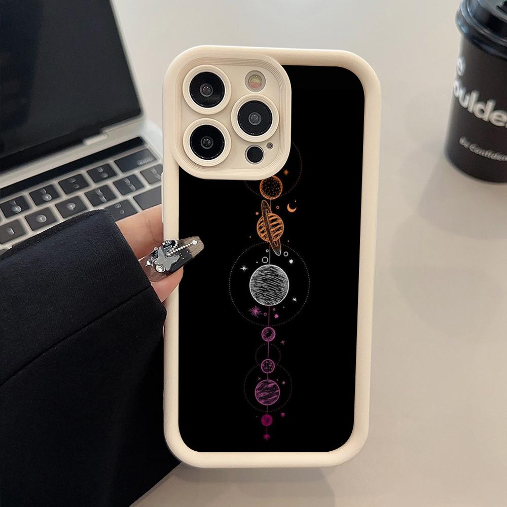 Sun Moon Mobile Cell Phone Case for iPhone 17 16 15 14 13 12 11 Air Pro Max Plus Thicken TPU Colorful Cover Pretty Luxury
