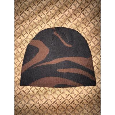 Used BEAMS HEART Knit Hat Beanie Black Brown