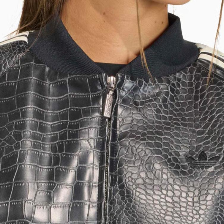 adidas Originals SST FW25 Comfortable Striped Stand Collar Short Sleeve Jacket Women Jacket KE5035