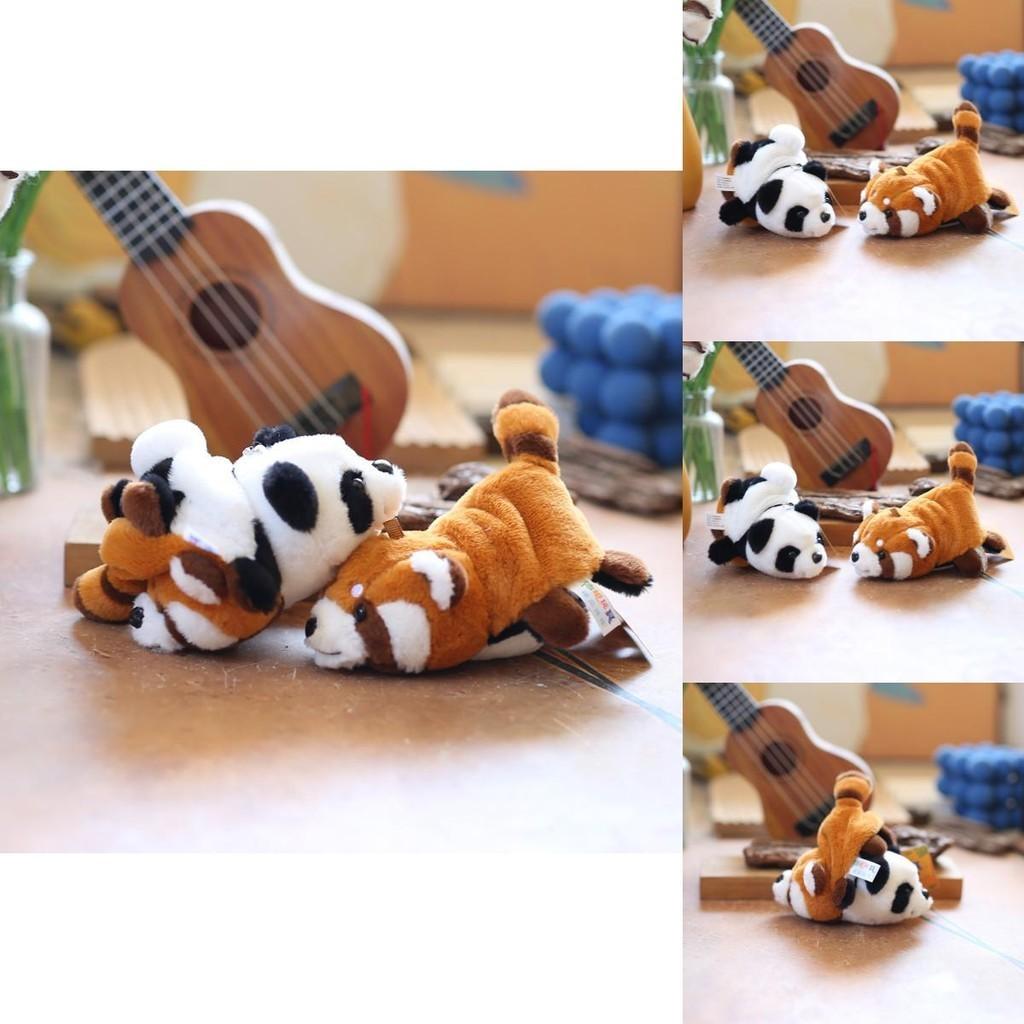 Lovely Reversible Panda Plush Toy Fluffy Raccoon Keychain Doll