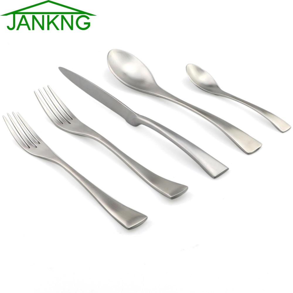 

5Pcs/Set Matte Rose Golden Stainless Steel Dinnerware Set Steak Knife Table Fork Teaspoons Tableware Cutlery Set for 1 срібний