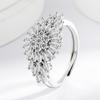 925 Sterling Silver 18K Gold Plated Sunflower Shape Paved Diamond Adjustable Open Ring for Women Wedding Party Jewelry Wholesale