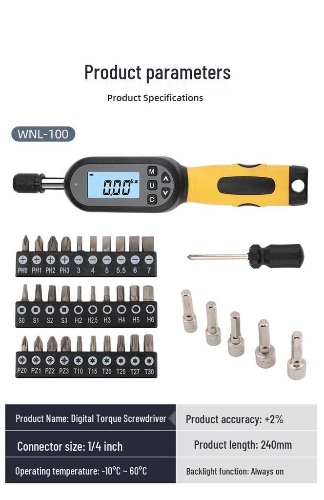 36-Piece Adjustable Torque Screwdriver Set with Digital Display