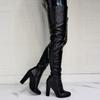 Women Boots Over The Knee Mature Knight Boots Square Heel Spring and Autumn New Black Side Zipper Over The Knee boots Women Shoe
