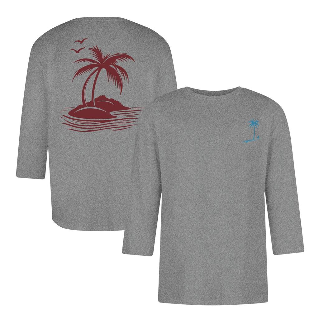 Men's casual and fashionable printed collar three-quarter sleeve top T-shirt