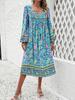 Diyun Women's 2024 Spring/Summer Casual Vacation Printed Long Sleeve Dress