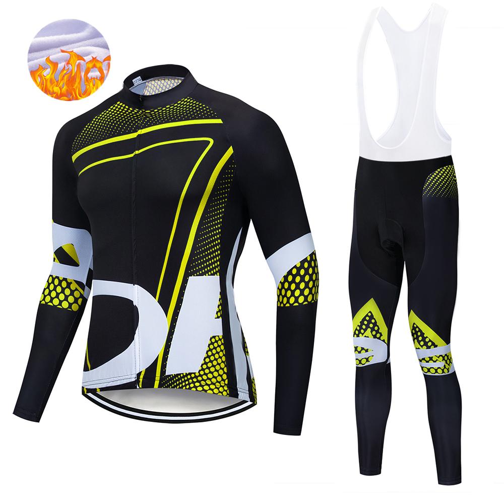 Winter Men's   Thermal Fleece Long Sleeves Men Cycling Bib Set Bicycle Clothing MBT Breathable Bike Clothes 2026 Winter Warm Cycling Clothing Set
