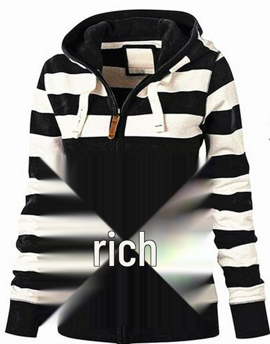 2020 Damen Europäisch Amerikanisch Herbst Winter Gestreifter Hoodie, Große Größen, Langarm, Mit Kapuze 3XL schwarz