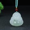 Tian Shan Jade Maitreya Buddha Pendant - Unisex Floating Flower Design