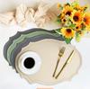 1/4/10PCS Cream Oval Shaped Placemat Nordic Faux Leather Tableware Mat Luxury Insulated Coffee Table Mat Cafe Pad Christmas Gift