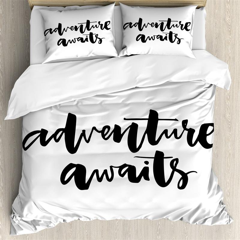 Adventure Duvet Cover Marine Theme Adventure Motivational Words Bedding Set With Pillowcase Full King For Kids Adults Room Decor