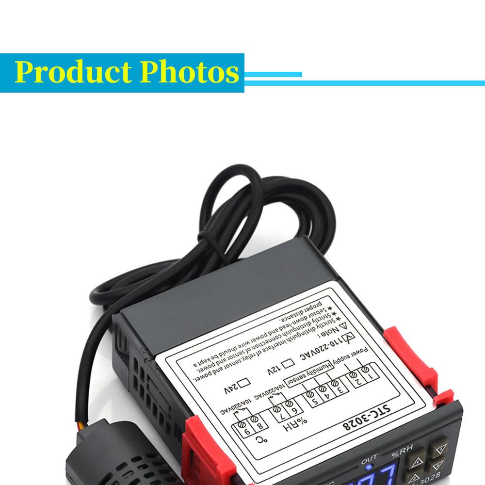 STC-3028 Dual Digital Temperature Humidity Controller 12V 24V 220V Thermoregulator Thermostat for Heating Cooling in Incubator